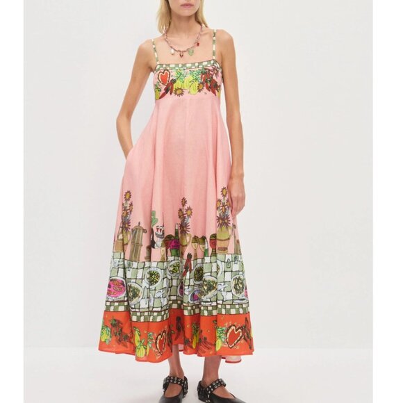 Alemais Printed Linen Maxi Dress